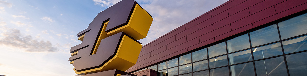 A picture of the Chippewa Champions Center in front of the football stadium.